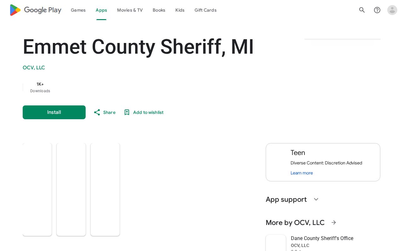 Emmet County Sheriff mobile app listing on Google Play